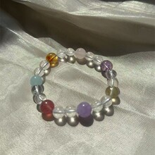 彩色糖果天然多宝10mm手串女海蓝宝紫阿塞粉黄水晶草莓晶手链时尚