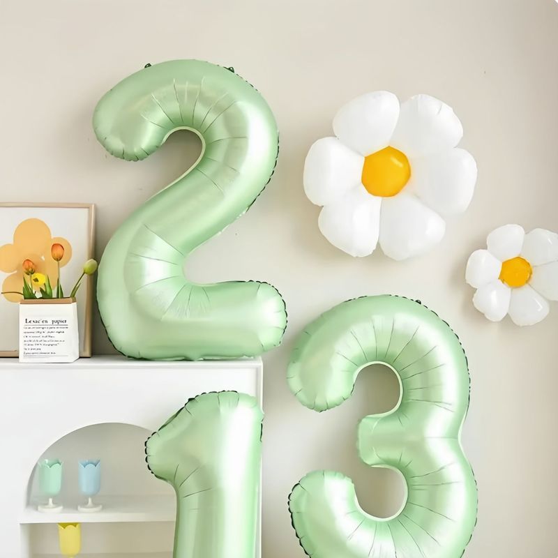 40inch アルミフィルムデジタルバルーン ベビーブルーピンク 女の子の誕生日シーンの装飾 ベビー123歳の誕生日の装飾|undefined