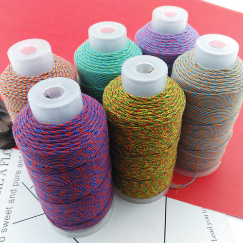 Hand-knotted cotton cord with multi-color gradient yarn DIY handmade bracelet necklace craft Tibetan style braiding cord