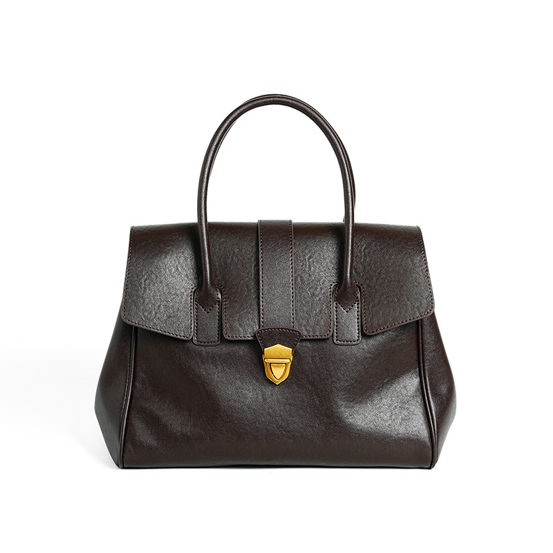 Women's Luxury Briefcase - New Genuine Leather Crossbody & Handbag For Work And Commuting, Versatile Tote - Thumbnail 6