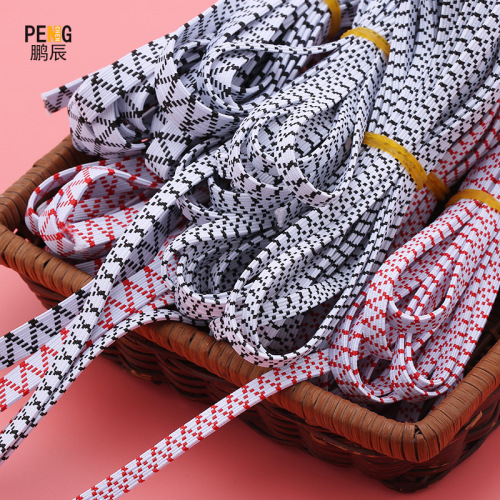 Wholesale high-elastic double-layer flat elastic band, thickened latex elastic rope, clothing elastic cord, horse hook braided elastic cord