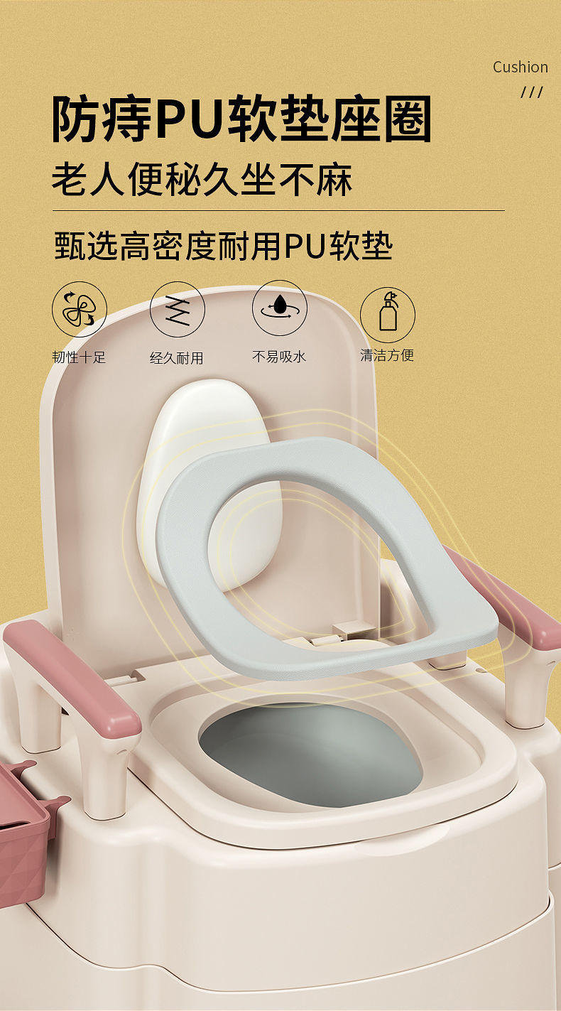 Portable elderly toilet, household anti-odor indoor toilet for the elderly, toilet chair for defecation, urine bucket for pregnant women and adults undefined