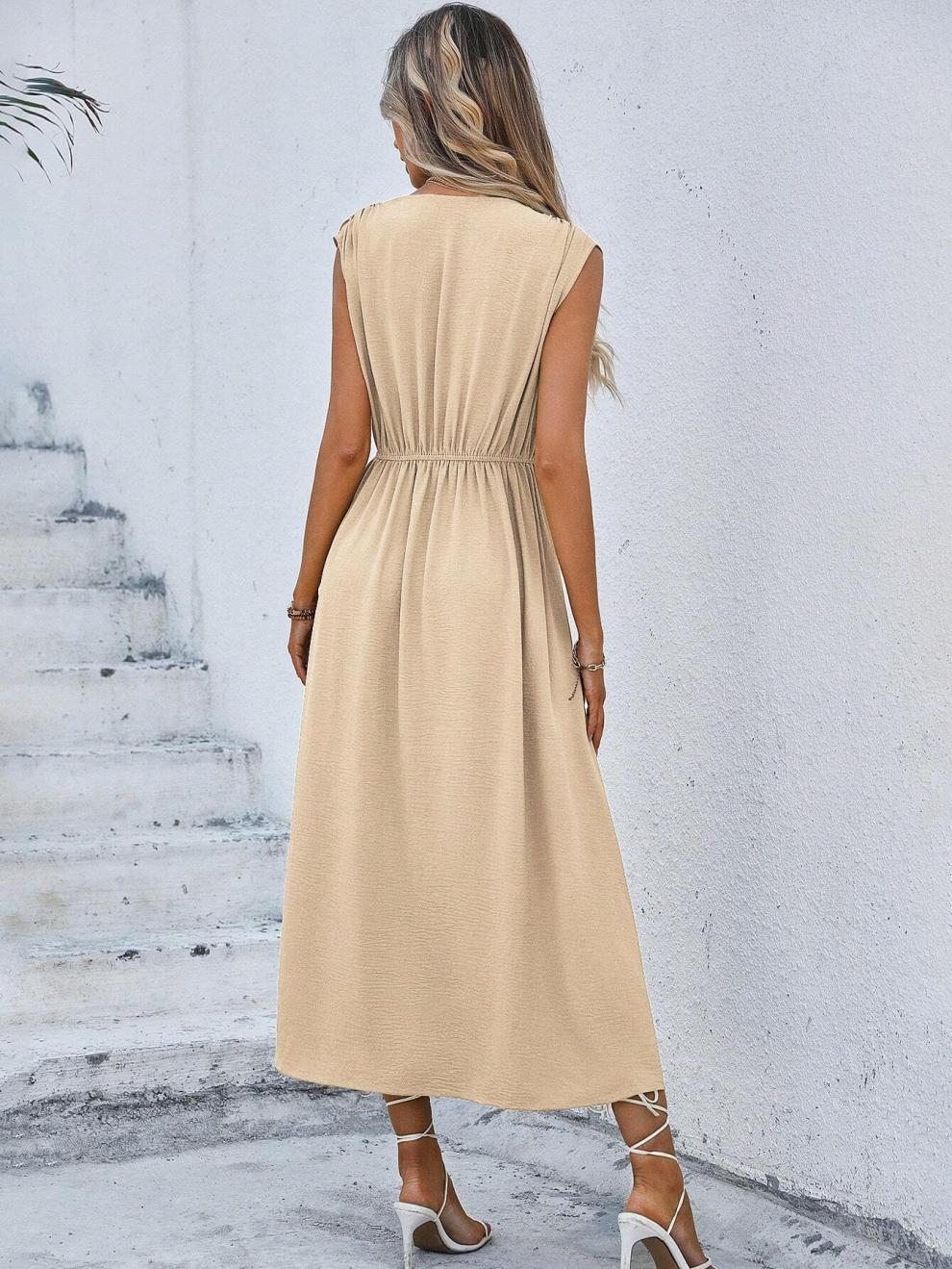 327g Weight Midi Dress Dress Length Type Sleeveless Sleeve Length Sheath Dress Dresses Type Sleeveless Sleeve Type Polyester Fabric Type Elastic Waist Waist Line Holiday Occasion Round Neck Neckline Regular Fit Fit Type Solid Color Pattern Summer Season Women's Gender Streetwear Style Wholesale Women's Streetwear Solid Color Holiday Round Neck Sleeveless Sheath Dress 40