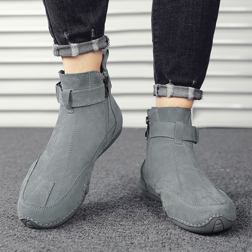 Men's Autumn/Winter Warm Mid-Height Outdoor Casual Slip-on Shoes, Soft Sole, Versatile and Lightweight Martin Boots