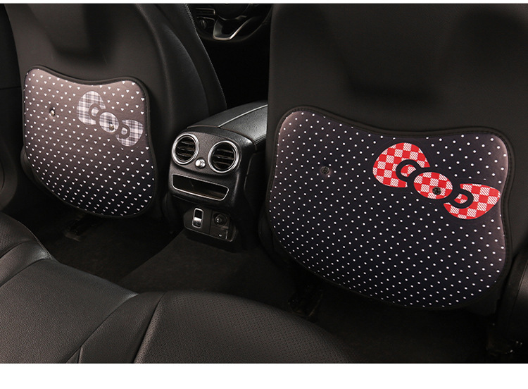 Car Anti-Kick Pad Kidsren's Seat Back Anti-Kick Pad Leopard Print Kt Cat Heart Bow Seat Back Anti-Fouling Anti-Rubbing Pad