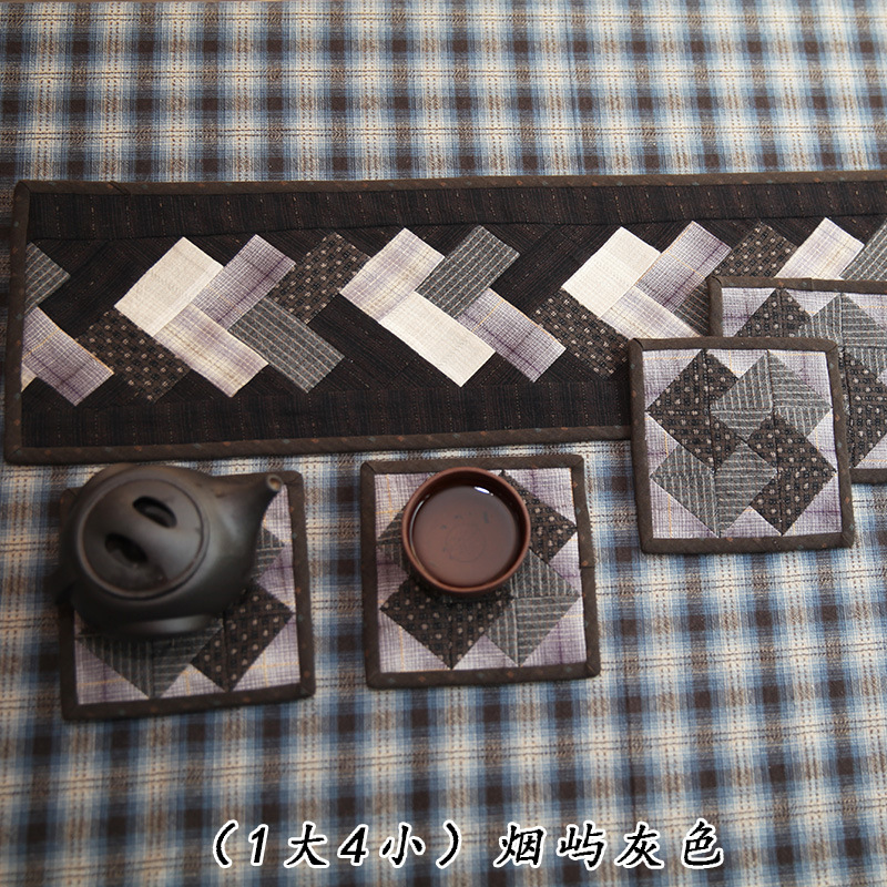 Primer paño teñido estera de té hecho a mano DIY patchwork corredor de mesa bordado Lu bordado estera de la placa de té Zen camino de mesa té arte de la vendimia toalla de té