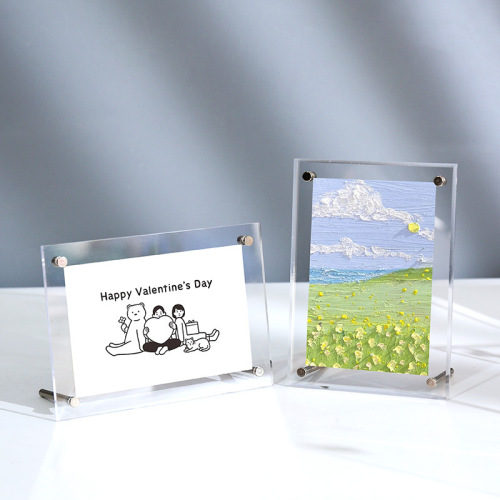 Acrylic photo frame table certificate frame display frame transparent crystal a4 table card certificate A3 advertising nail display frame