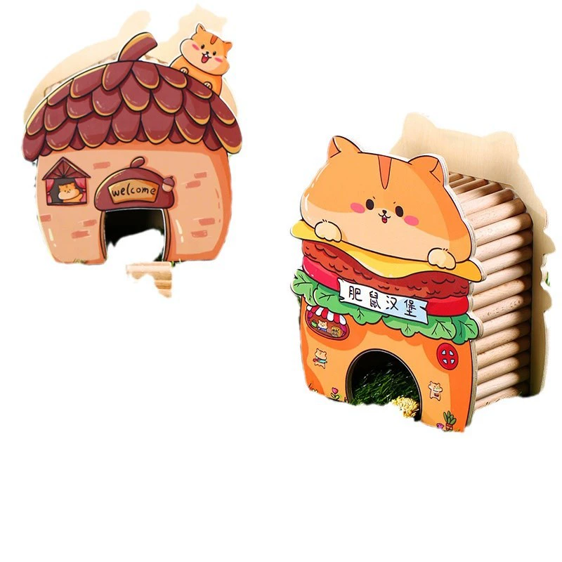 Guido [hamster toy wooden hideout house beech wood scenery supplies golden hamsters solid wood villa gourmet series]
