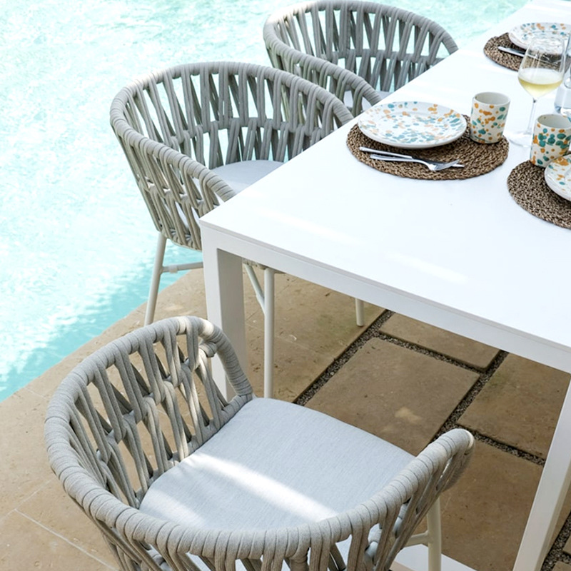 Mesa y silla de jardín al aire libre combinación de patio al aire libre villa zona de ocio balcón al aire libre silla de caña de aluminio muebles