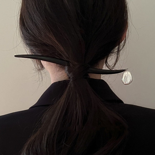 Chinese-style hairpin, simple, modern and high-end, pearl pendant, wooden hairpin, ancient style Hanfu, daily hairpin, hairpin