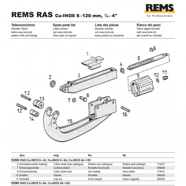 德国REMS切管机113380 6-42适用于铜管、薄壁不锈钢管、薄壁钢管