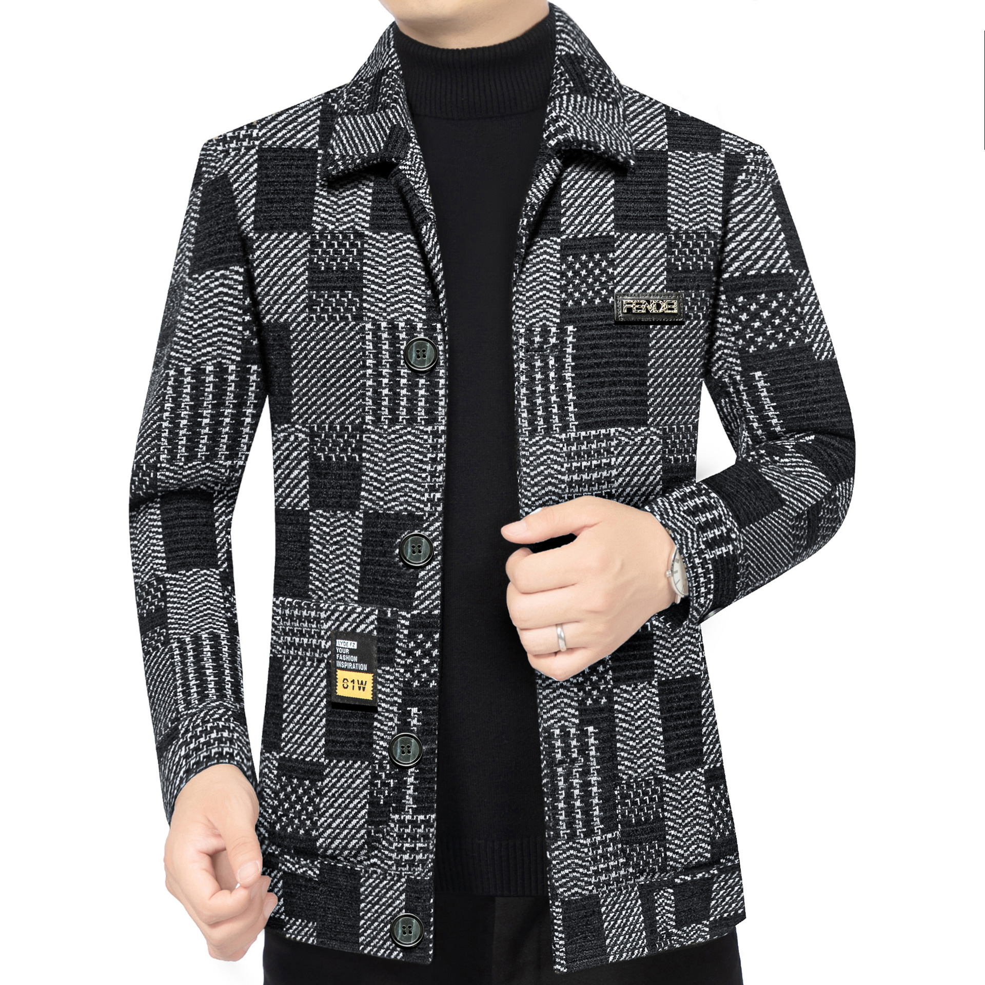 겨울 모직 코트 남녀 캐주얼 모직 누빔안감 코트