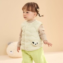 宝宝羽绒马甲内穿外搭2025冬装新款童装短款无领保暖儿童羽绒背心