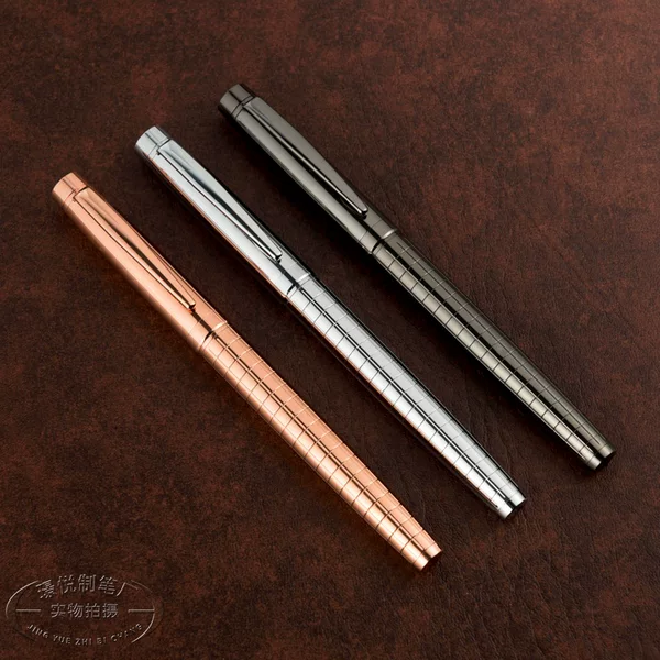 Electroplated Metal Pen Carved Metal Signature Pen Printing logo Gift Gel Pen Carved Square Pattern Signature Pen