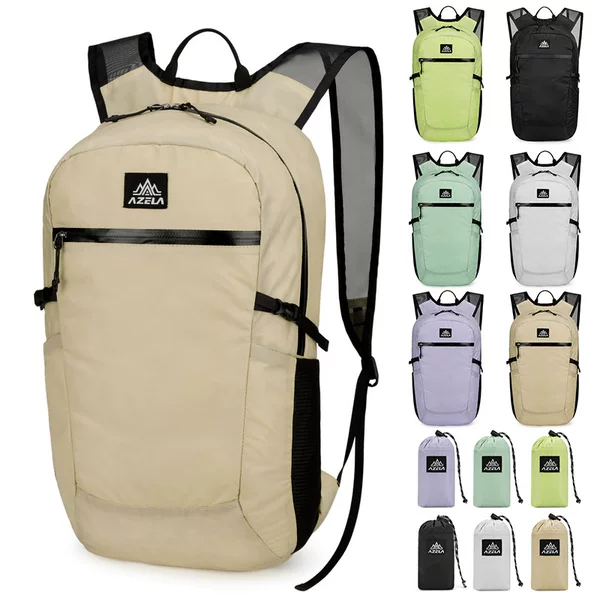 Azela Outdoor Foldable Backpack Simple Texture Sports Skin Bag Large Capacity Casual Travel Backpack
