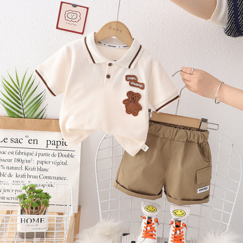 Boys Summer Suit  New Baby Cute Polo Shirt Short Sleeve Summer Children Cartoon Casual Two-piece Set