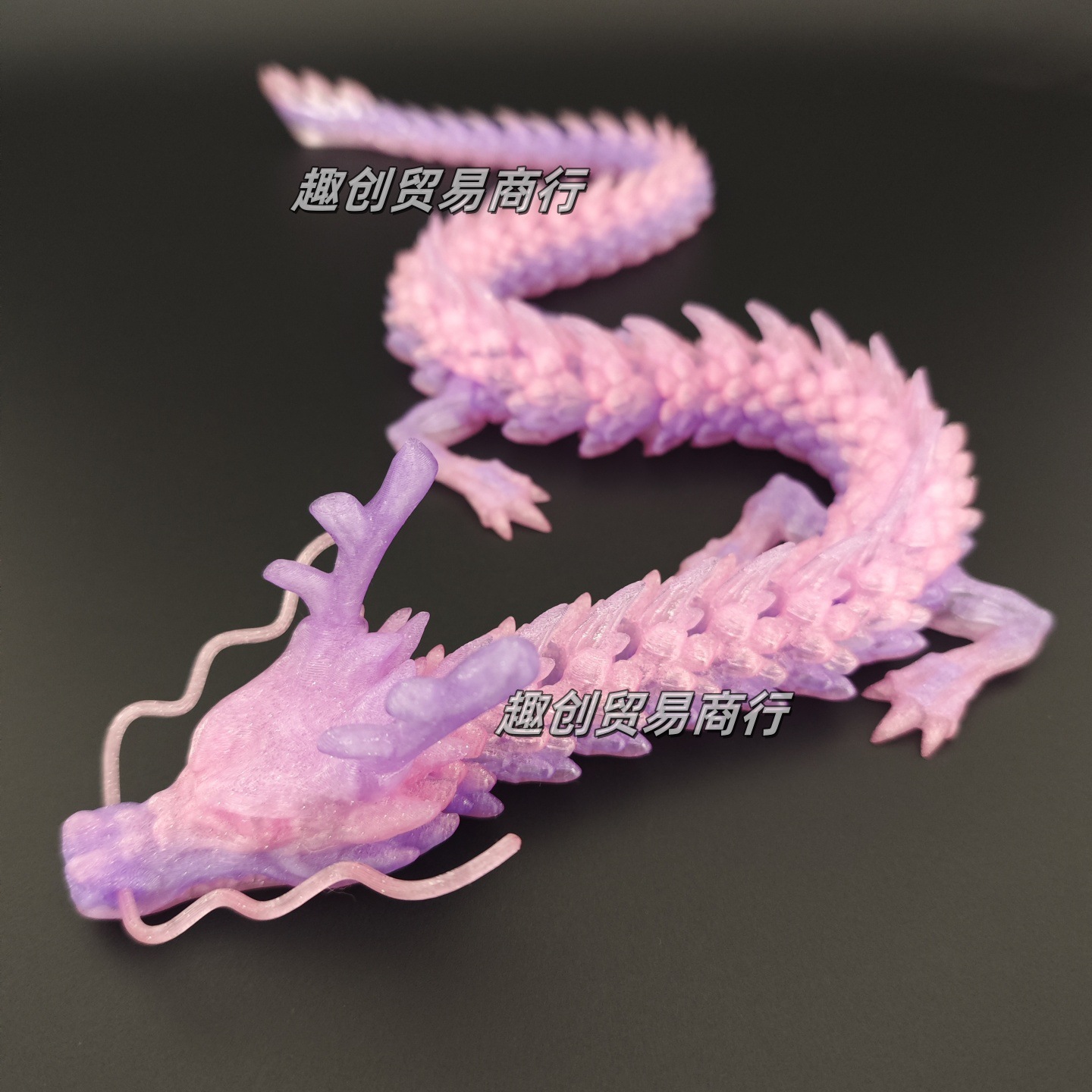 30CM 판타지 크리스탈 핑크와 퍼플 중국 용 (드래곤 수염 포함)
