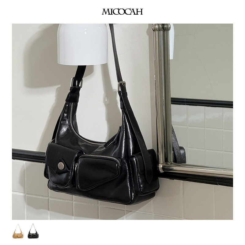 Micocah Bag Women's Bag Niche Handbag Boston Bag Multi-Flap Pocket Pants Large Capacity Single Shoulder Crossbody Hobo Bag
