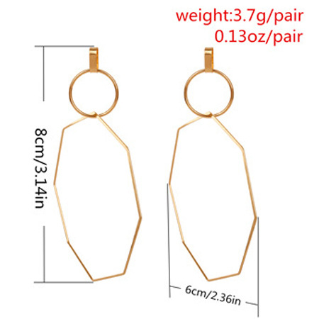 Einfache Geometrische Linie Unregelmäßige Frauen Glänzend Metall Achteckige Kupfer Ohrringe display picture 1