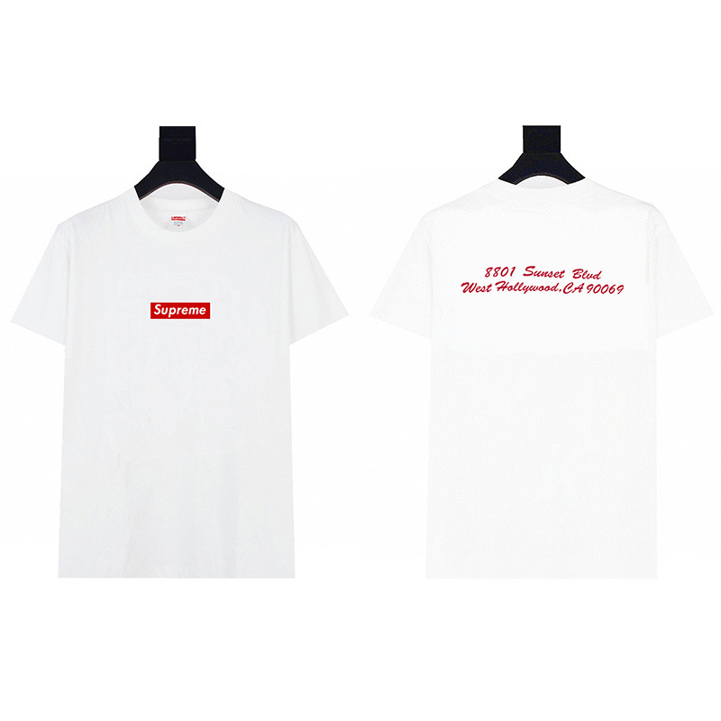 ヘビーウェイトクロスボーダー アメリカンファッション Supreme レタープリント Tシャツ BOX ラウンドネック 半袖 メンズ レディース ゆったり カジュアル Tシャツ 男女兼用|undefined