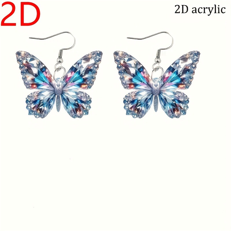 Día de San Valentín Diversión Moda Exquisito Elegante Mini Brillante Colorido Dibujos Animados Mariposa Acrílico Pendientes Ligeros y Durables