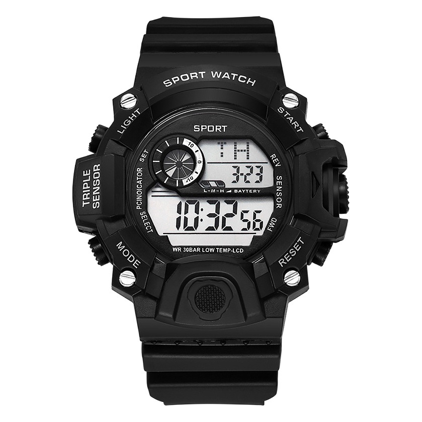 New Round Electronic Watch Men's Multi-Functional Sports Waterproof Trendy Men's Watch Women's Watch Student Children's Watch