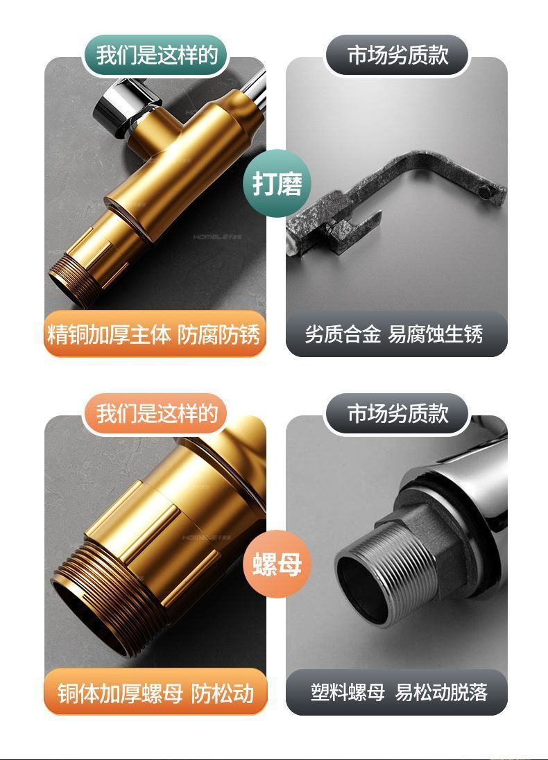Kitchen faucet, cold and hot water, household rotating dishwashing sink, ball bearing heavy water splash, single cold, Amazon Item Picture