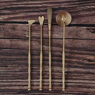 Incense Seal Making Tools 4-Piece Set Wholesale Factory Direct Sales Brass Incense Spoon Incense Shovel Incense Sweeping Ash Embossing Incense Mold