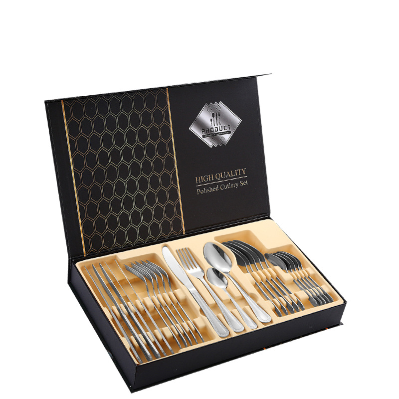 Productos de comercio electrónico transfronterizos cubiertos de acero inoxidable 24 piezas de cuchillo de filete de cuchara de cuchillo de cuchara de cuchillo de cuchillo