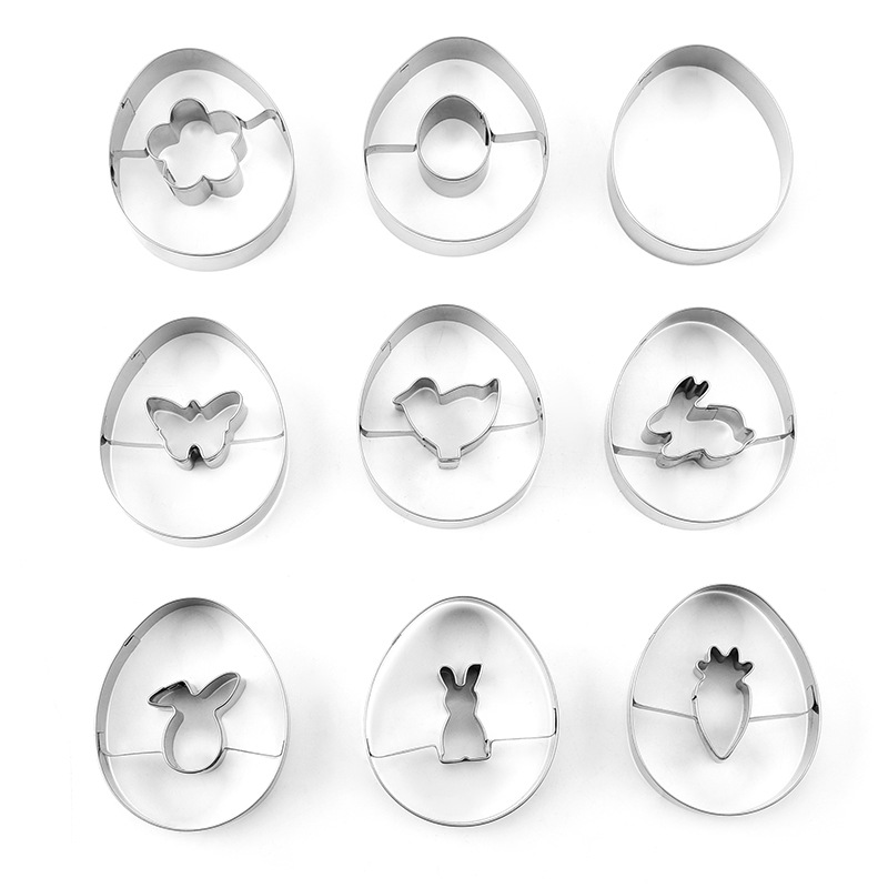 Juego de 9 moldes para galletas de Pascua con diseño de conejito de Amazon, moldes para hornear galletas con dibujos animados