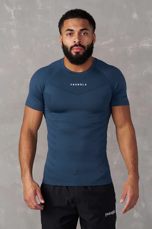 YOUNGAL 新しいフィットネス服スポーツ Tシャツ筋肉タイツメンズ高弾性トレーニング服半袖フィットネス服男性|undefined