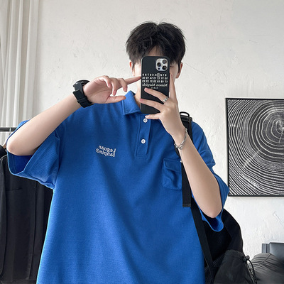 It's not vulgar 2022 summer leisure time fashion Short sleeved Large Waffle Short sleeved POLO Sweater