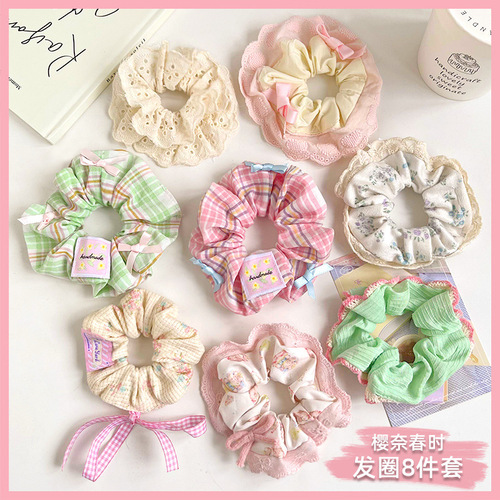 Korean-Style High-End Large Intestine Hair Tying Band for Women - Extra Large Square Scarf Hair Tether with High Elasticity, Durable Rubber Bands, Early Spring Accessory