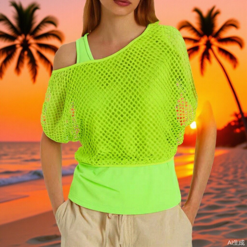 1980S Retro Prom Party Mesh T-Shirt Women's Vest Set Halloween Costume Accessories Smfk 1980S Retro Prom Party Mesh T-Shirt Women's Vest Set Halloween Costume Accessories Smfk