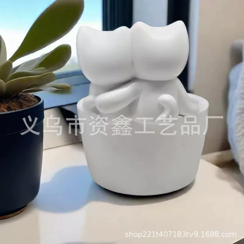 [Кроссбортовый новый Cartoon Kitten Candle Holder 卡通猫咪蜡烛台 树脂工艺品]