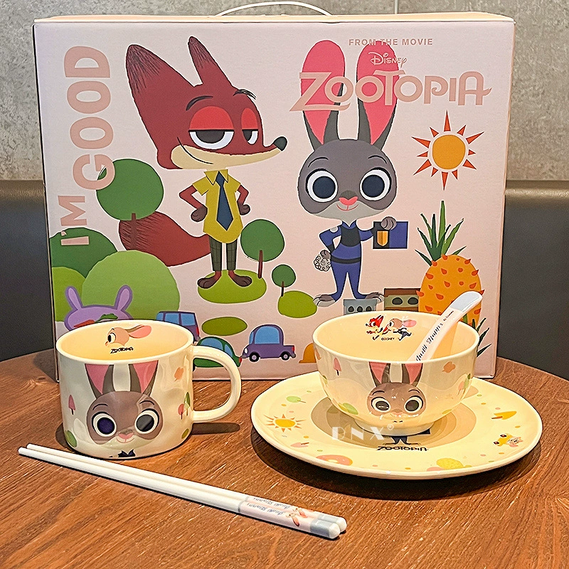 Набор посуды Disney Zootopia (Джуди и Ник) — миска, тарелка, кружка, ложка и палочки, на 1 персону