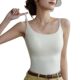 Round Neck Summer Fixed Cup Ice Silk Camisole for Women with Breast Pads, One-Piece Inner Wear, Beautiful Back and Outer Wear, Seamless Large