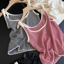 IN BLUE 人手一件！纯福利圈圈纱元宝针春夏百搭显瘦条纹背心吊带