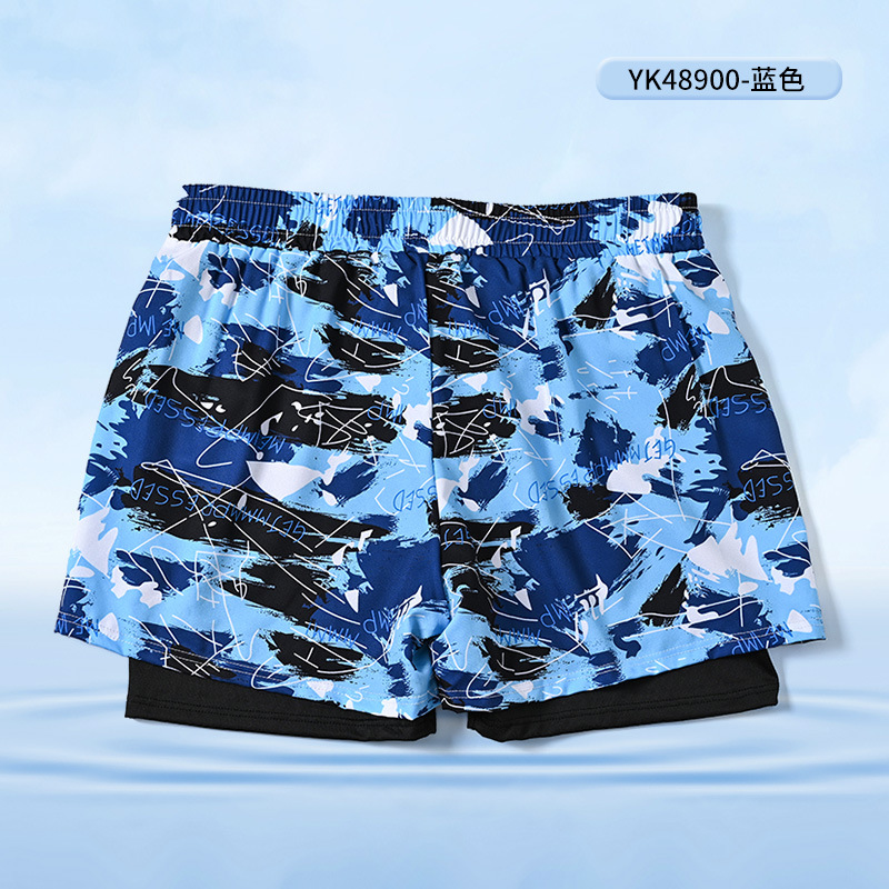 Pantalones de playa para hombres de verano bañadores anti-vergüenza de doble capa bañadores bóxer sueltos y cómodos pantalones cortos de vacaciones junto al mar al por mayor