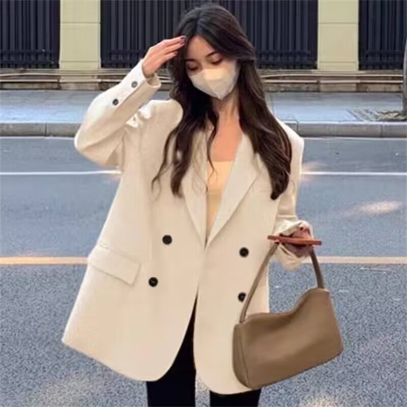 Sweet 2026 New Spring and Autumn Blazer for Women, Petite Versatile Commuter Korean Style White Wholesale Factory