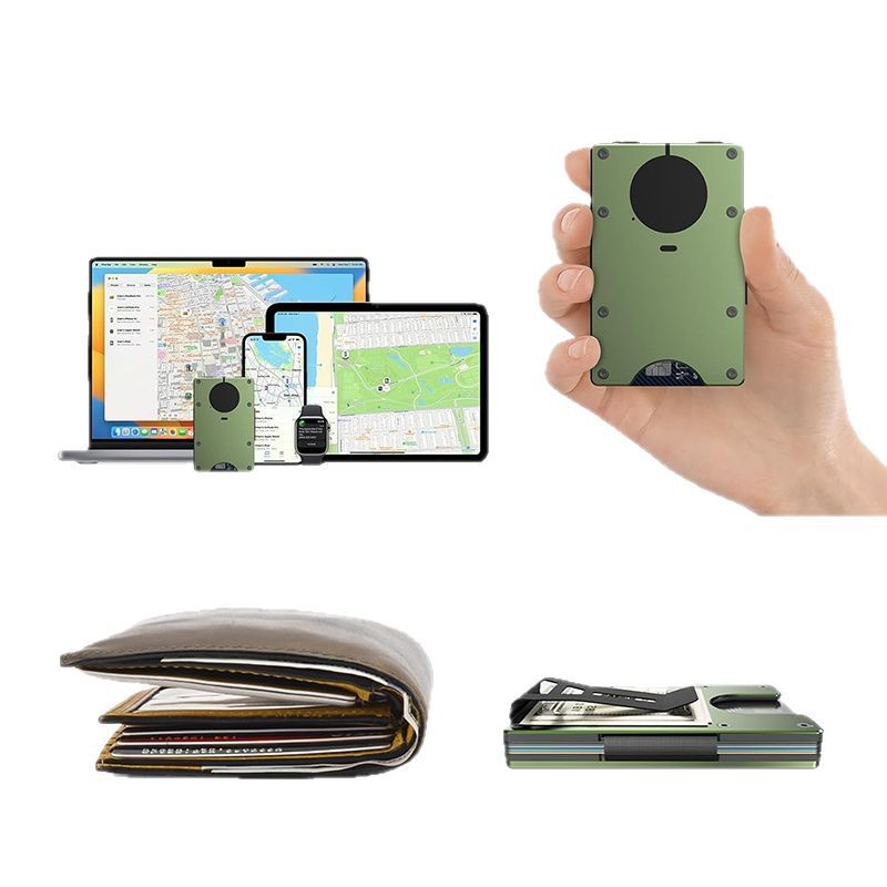 AirTag金属財布内蔵Airtagチップのシンプルな財布は、RFIDロック付きクレジットカードに対応しています