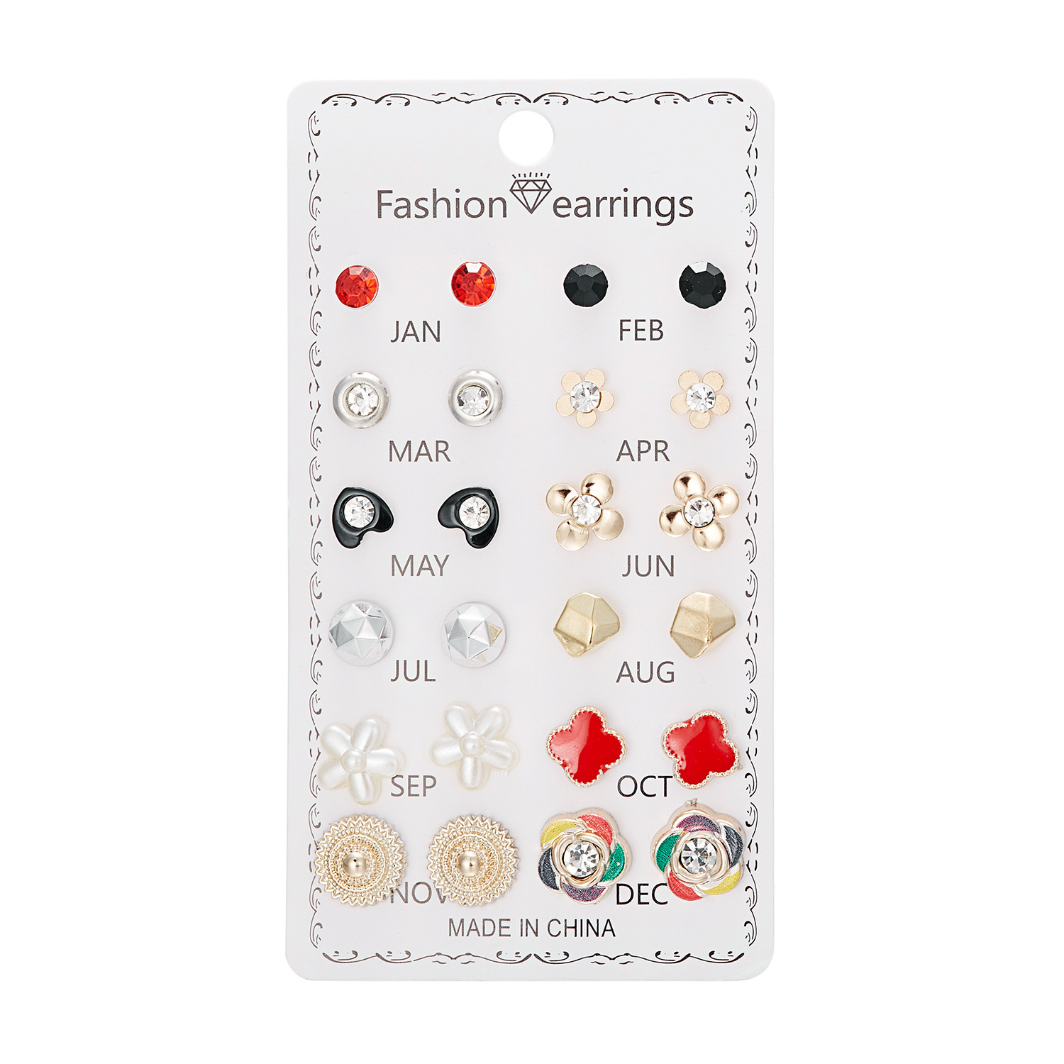 Set de aretes florales con perla y diamantes