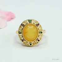 Yiyu натуральное янтарное кольцо медовый воск кольцо кольцо кольцо женское Wenwan ювелирная фабрика оптовая продажа HP3122001