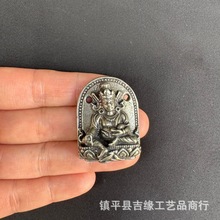 藏式铜牌黄才神吊坠复古铜雕佛牌摆件仿古腰牌挂件项链配饰