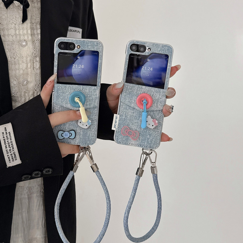 日本と韓国のデニムカードホルダー Samsung ZFLIP7/3 スタックスクリーン携帯電話ケース ZFlip6 カード 3 ポータブル 4 シェルに適しています|undefined