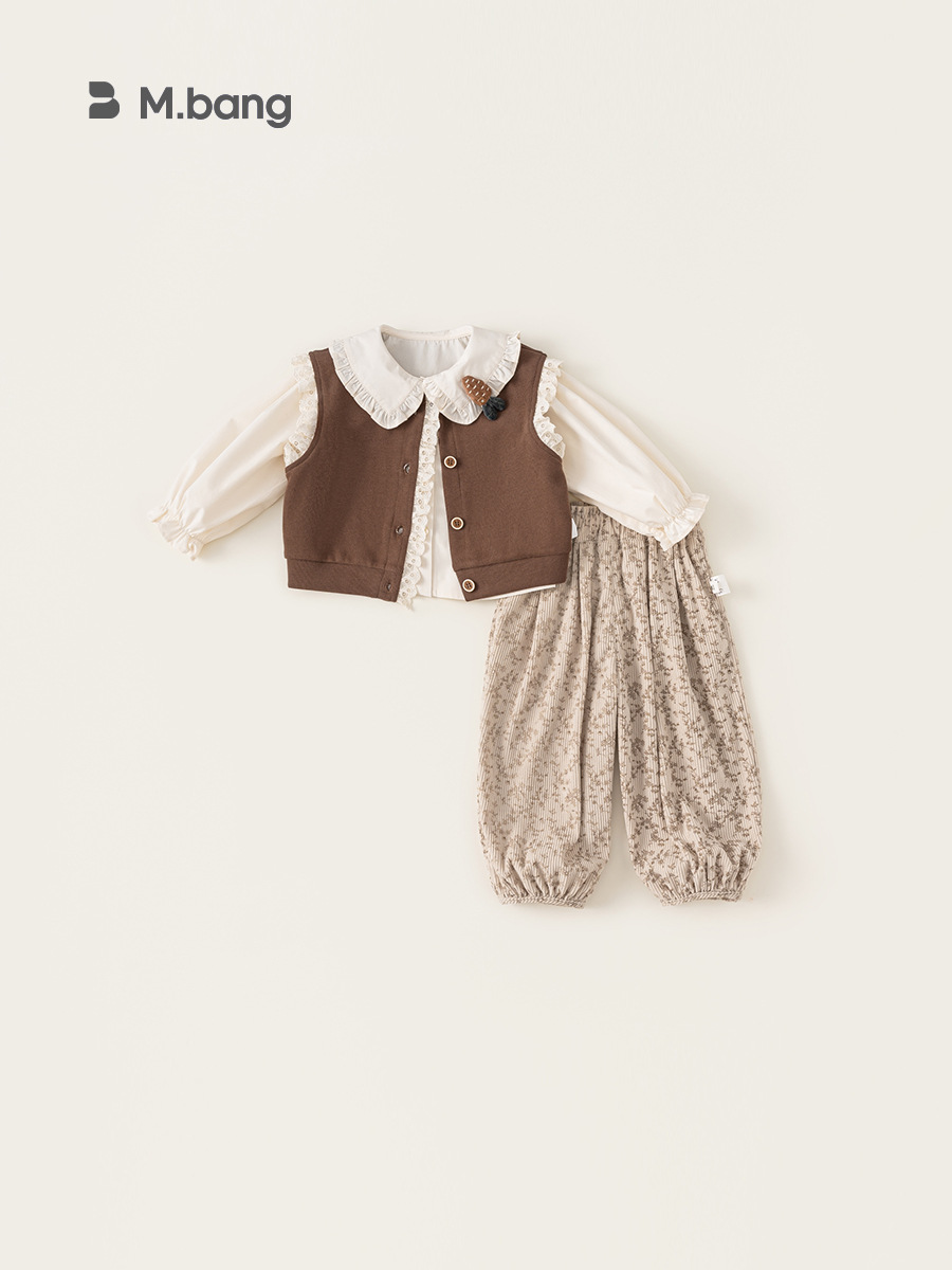 Yoobao ropa infantil de niña de otoño ropa de pantalones de flores 2026 nuevo primavera primavera otoño mujeres bebé son dulce conjunto de tres piezas