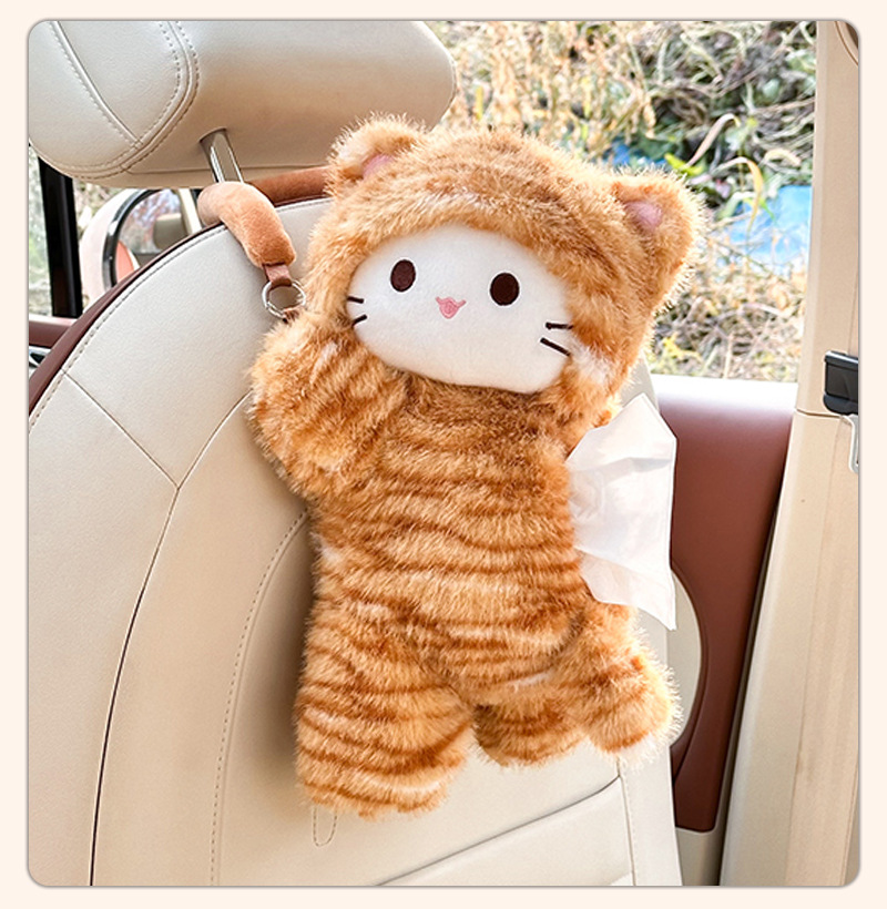 Car Tissue Box Hanging Type Cute Car Seat Back Tissue Bag Plush Toy Car Tissue Hanging Bag