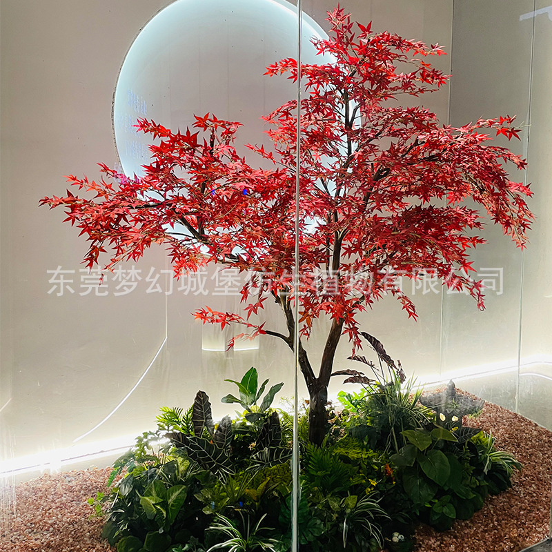 Árbol de arce verde artificial árbol de arce verde gran decoración interior árbol artificial sala de estar piso paisaje Nórdico ins planta verde Arce rojo