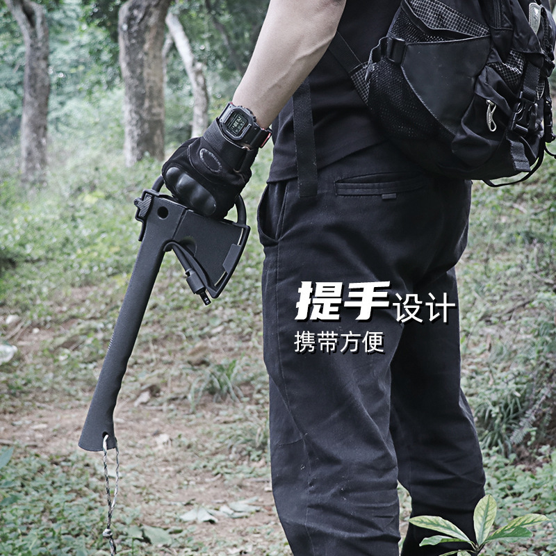 Hacha multifuncional al aire libre hacha táctica de campamento hacha cortar madera sierra de banda hacha de campamento hacha de fuego