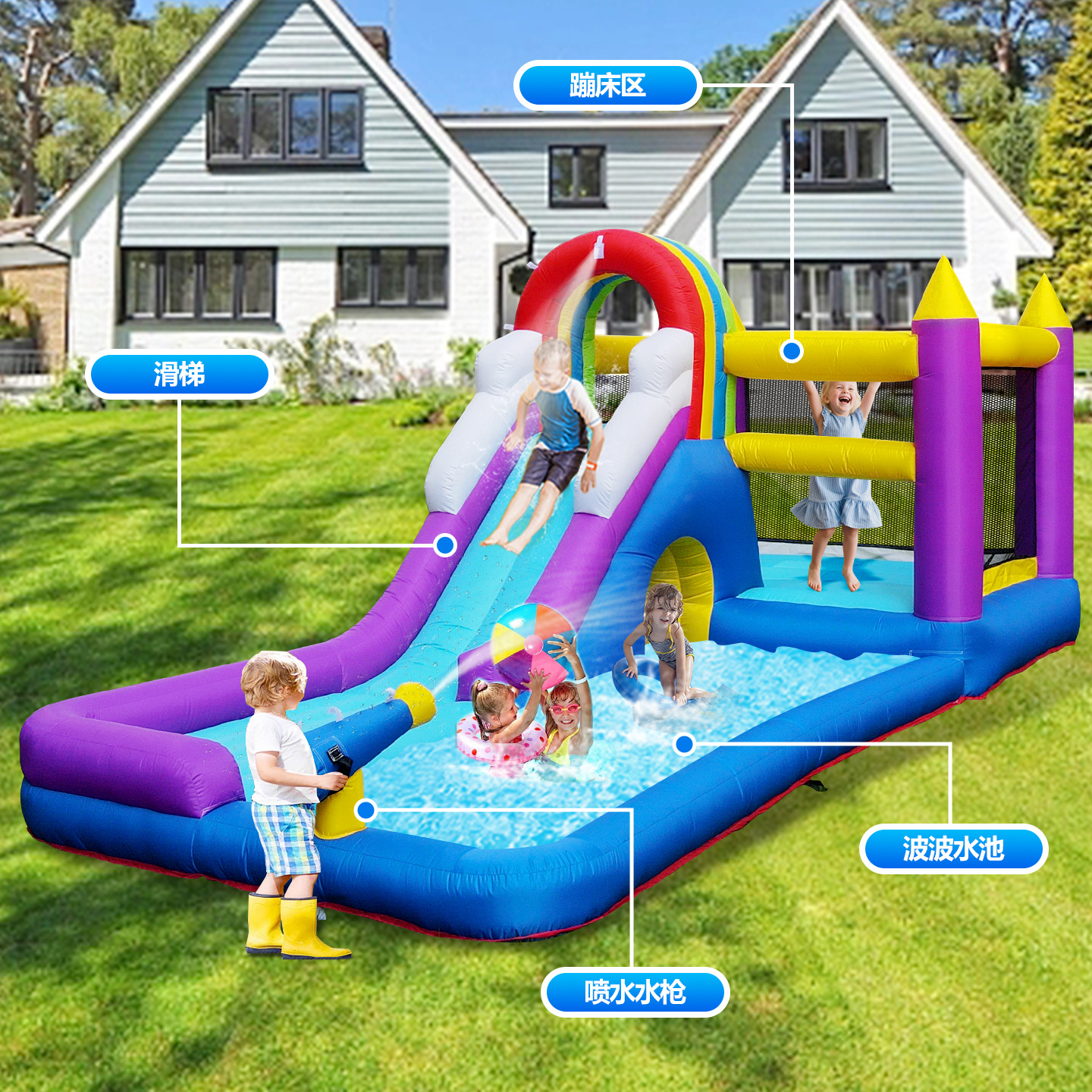 castillo infláble al aire libre con tobogan infláble doméstico con tobogan infláble para niños pequeños castillo infláble combinación de juguetes de parque de atracciones